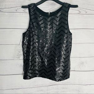 NWT Leather and Shine Sequined Black Bebe Top XS